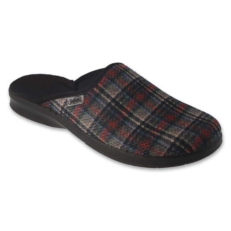 Befado kapcie męskie pu 548M037 kolorowa kratka wielokolorowe 1