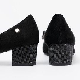 Goodin Czarne czółenka z kokardką na słupku 1