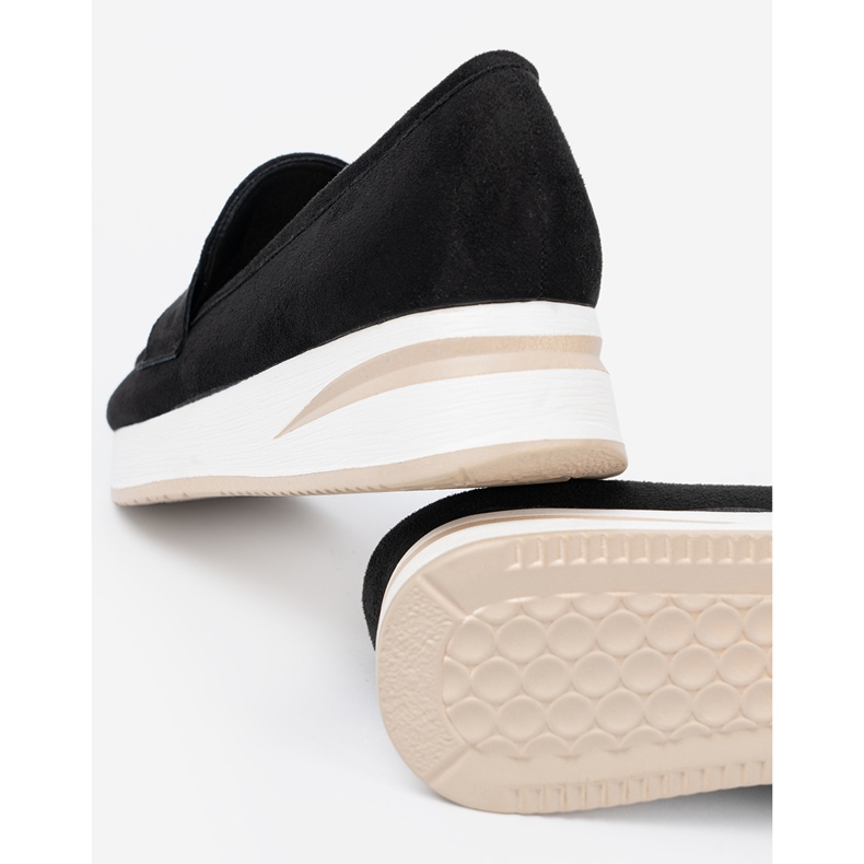 Shelvt Czarne mokasyny na platformie zamszowe 2