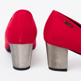 Goodin Czerwone czółenka damskie na srebrnym słupku 2