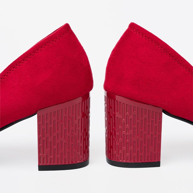 Goodin Eleganckie czółenka na ozdobnym słupku czerwone 1