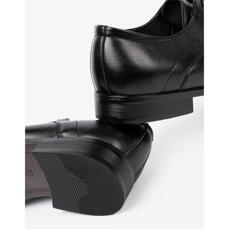 Shelvt Eleganckie półbuty męskie w klasycznej czerni i połysku czarne 1