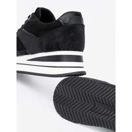 Shelvt Nowoczesne czarne sneakersy z połyskującymi wstawkami 1