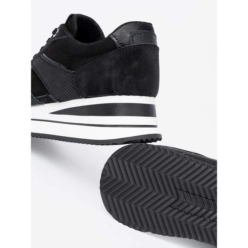 Shelvt Nowoczesne czarne sneakersy z połyskującymi wstawkami 1