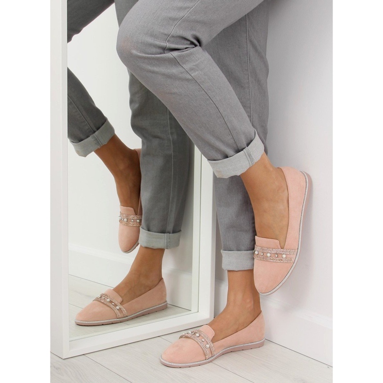 Mokasyny lordsy różowe JN-181 Pink 1