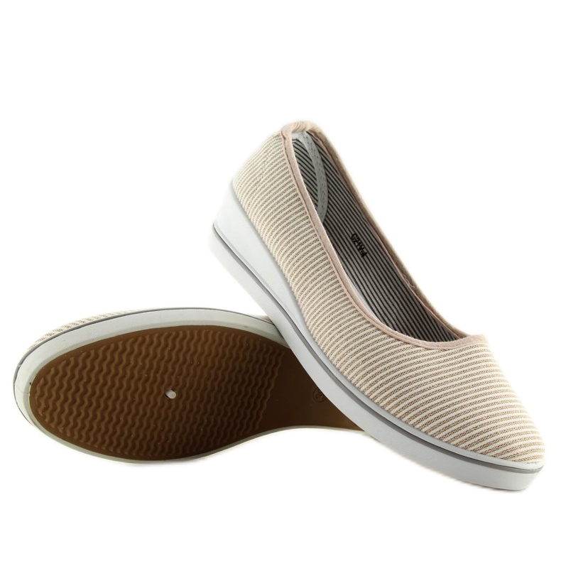 Baleriny na koturnie złote c21v Gold brązowe żółte 2