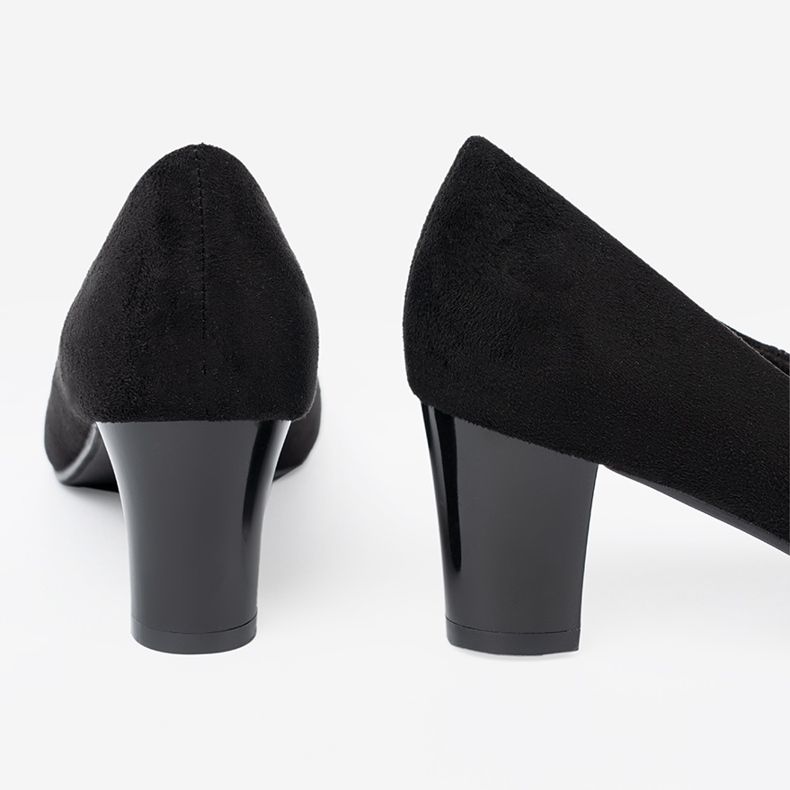 Goodin Czarne czółenka damskie z ozdobnym kwiatem 1