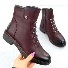 Botki damskie ocieplane bordowe Jezzi ASA252-5 czerwone 1