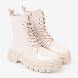 Shelvt Stylowe workery lakierowane w odcieniu jasnobeżowym 1