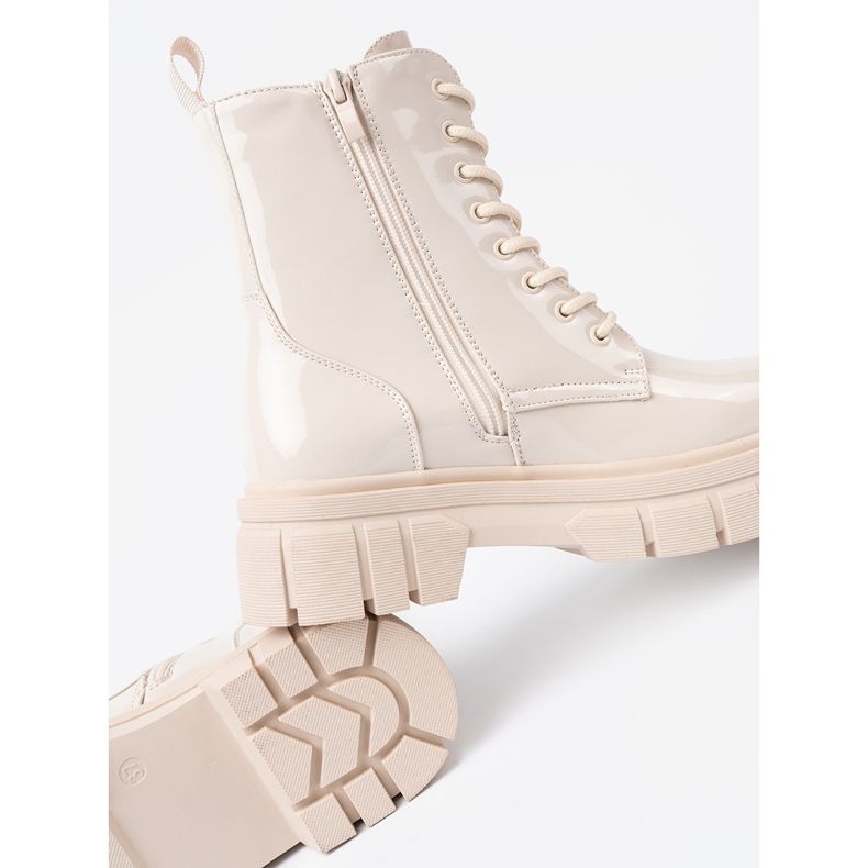 Shelvt Stylowe workery lakierowane w odcieniu jasnobeżowym 2