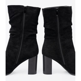 Shelvt Czarne botki na słupku z marszczoną cholewką 1