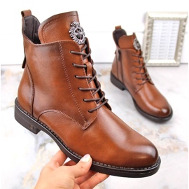 Botki sznurowane i na zamek Potocki W WOL171C brązowe 1