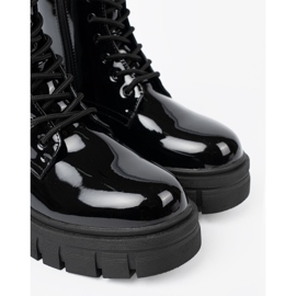 Shelvt Czarne lakierowane workery na masywnej podeszwie 1