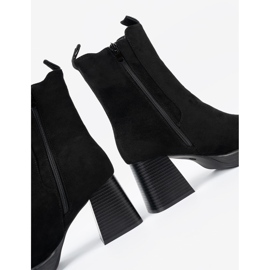 Shelvt Eleganckie botki na słupku z elastycznymi wstawkami czarne 2
