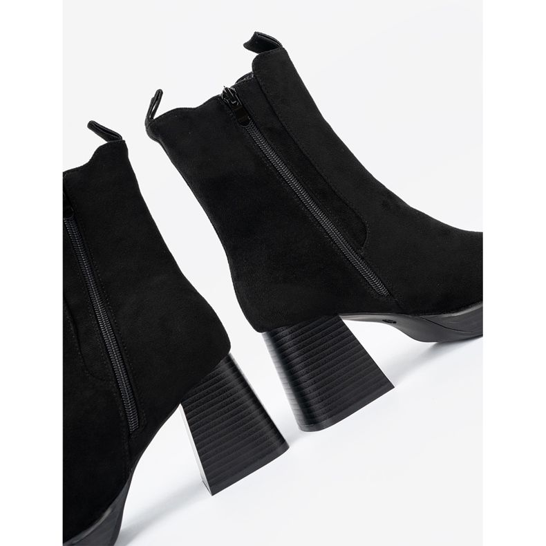Shelvt Eleganckie botki na słupku z elastycznymi wstawkami czarne 2