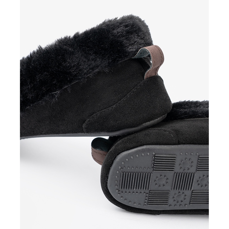 Shelvt Miękkie, czarne kapcie typu mokasyny z kokardką 1