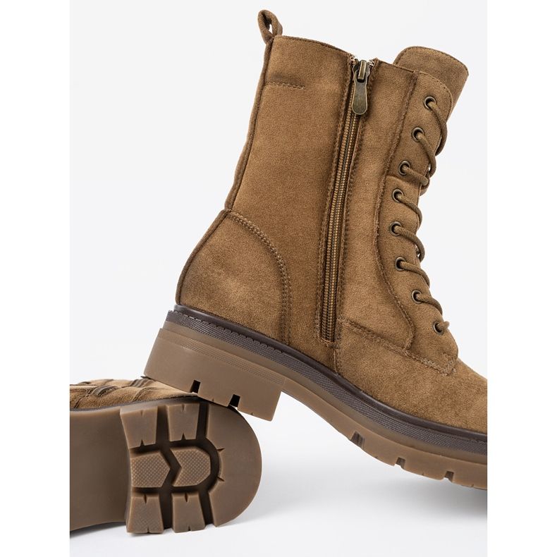 Shelvt Klasyczne zamszowe workery w odcieniu brązu brązowe 1