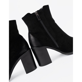Shelvt Czarne zamszowe botki na wysokim słupku ocieplane 1