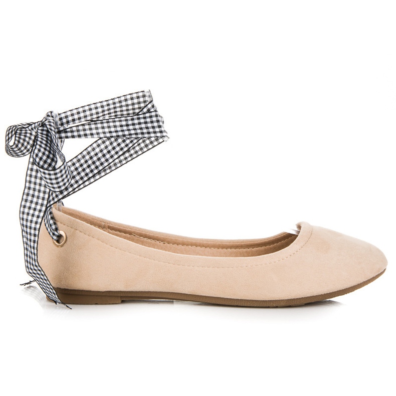 Ch. Creation Zamszowe baleriny ze wstążką brązowe 2