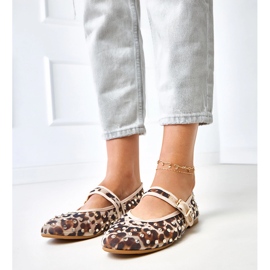 Panterkowe balerinki siateczkowe z kryształkami Malmo brązowe 1