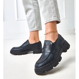 Czarne mokasyny damskie matowe Kirna 2