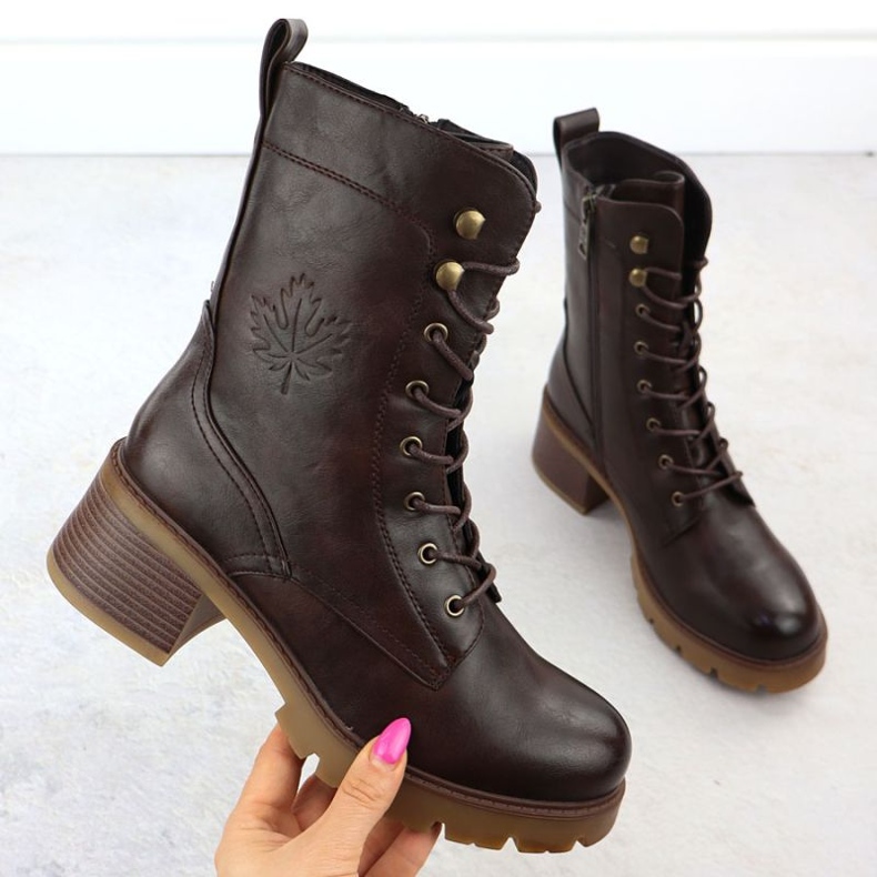 Botki na klocku Vinceza W 89136 JAN417 brązowe 1