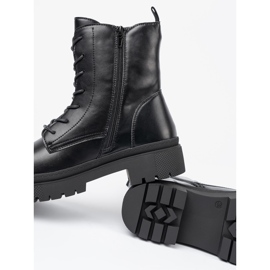 Czarne sznurowane botki damskie 1