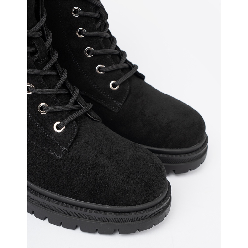 Shelvt Eleganckie czarne workery z błyszczącymi kryształkami 1