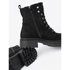 Shelvt Eleganckie czarne workery z błyszczącymi kryształkami 2