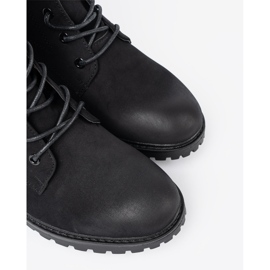 Shelvt Modne czarne workery z ozdobnym sznurowaniem 1