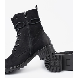 Shelvt Modne czarne workery z ozdobnym sznurowaniem 2