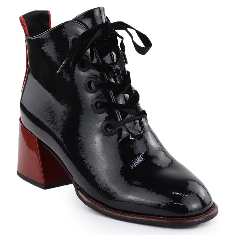 Botki damskie na obcasie lakierowane czarne Filippo DBT3110 1
