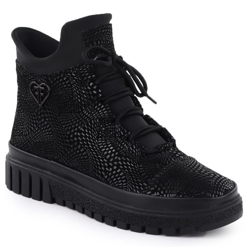 Skórzane botki damskie połyskujące czarne Filippo DBT7302 1