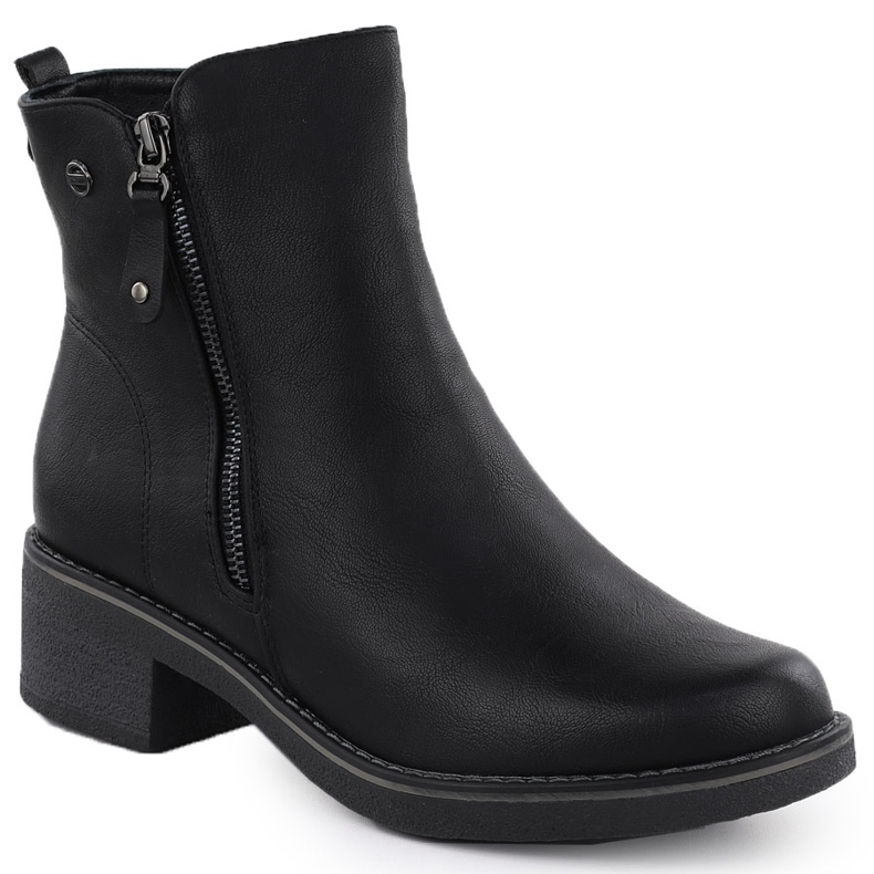 Ocieplane botki na klocku damskie czarne eVento 1