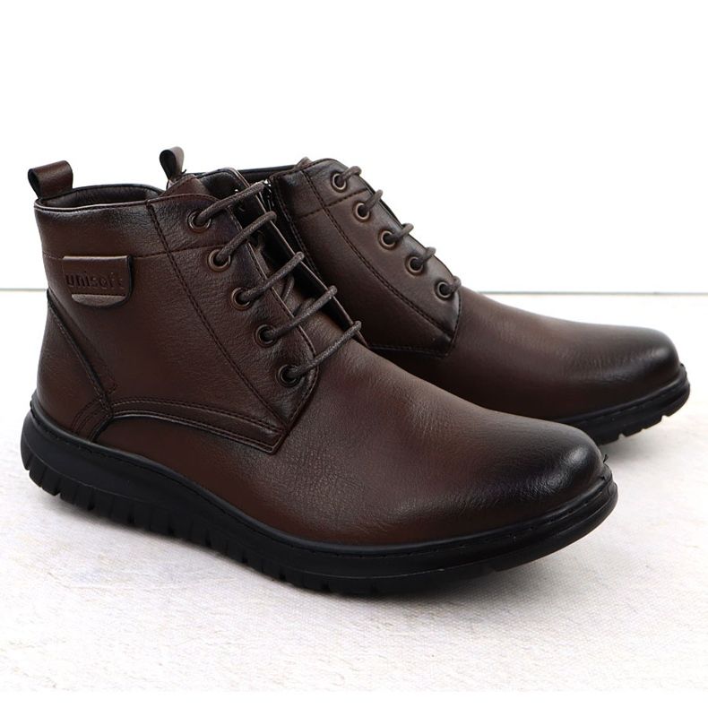 Trzewiki męskie ocieplane brązowe Unisoft 24MN16-7515 2