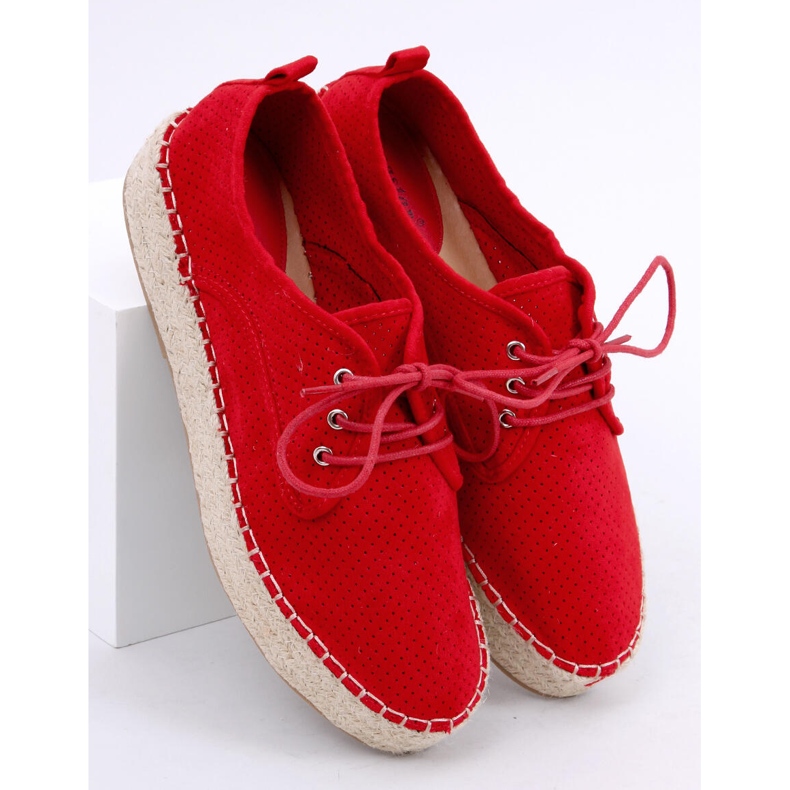Espadryle damskie czerwone LL-118 Red 1