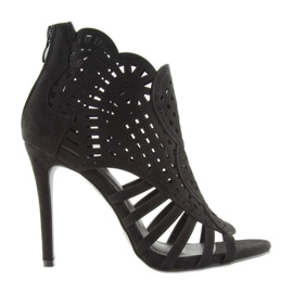 Botki ażurowe open toe czarne M286 Black 1