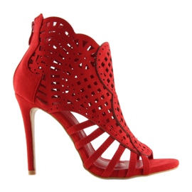 Botki ażurowe open toe czerwone M286 Red 1