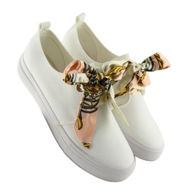 Trampki sznurowane wstążką białe white 2