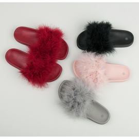 Klapki z futerkiem czerwone 1