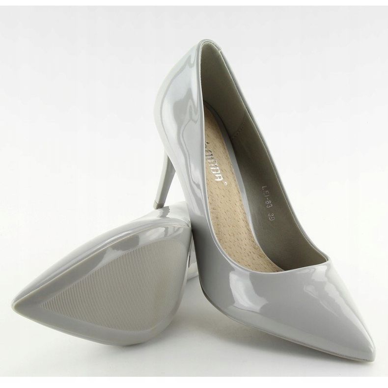 Czółenka damskie lakierowane szare LEI-83 Grey 2