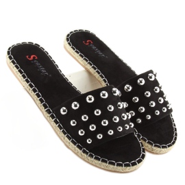 Klapki damskie espadryle czarne black 1