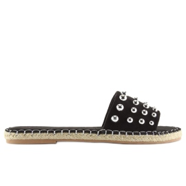 Klapki damskie espadryle czarne black 2