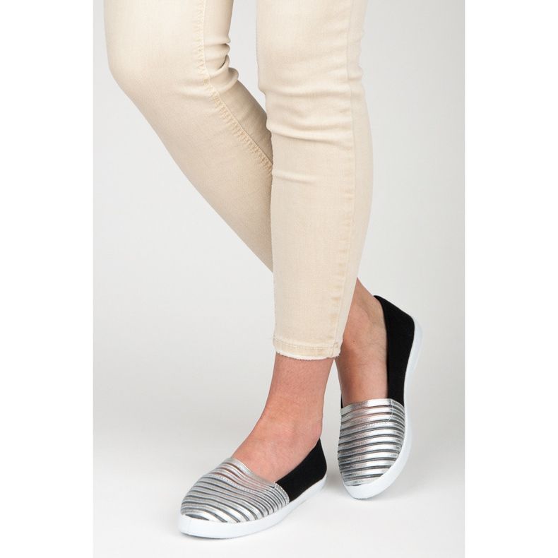 Mckeylor Czarno srebrne trampki slip on czarne 1