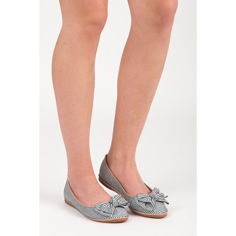 Seastar Prążkowane baleriny z kokardką czarne 1