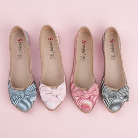 Seastar Prążkowane baleriny z kokardką różowe 1