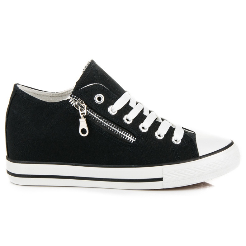 Kayla Wiązane trampki na koturnie czarne 2