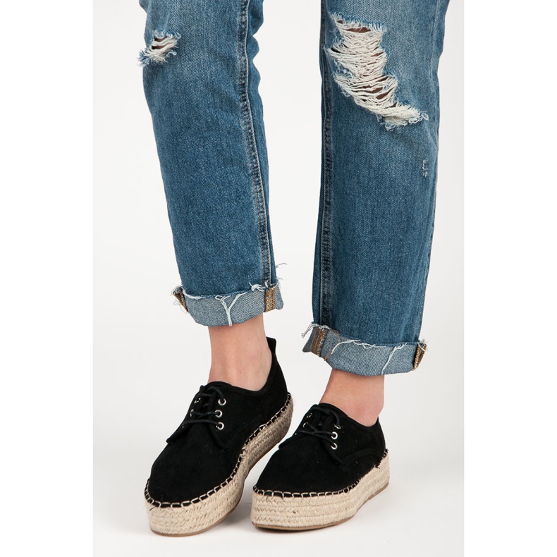 Seastar Ażurowe Espadryle Na Platformie czarne 1