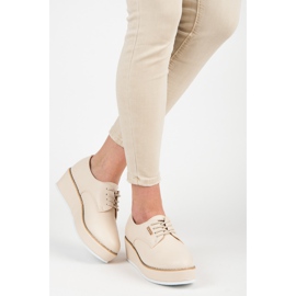 Wiązane półbuty na koturnie vices brązowe 2