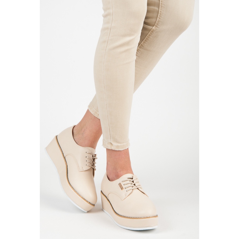 Wiązane półbuty na koturnie vices brązowe 2